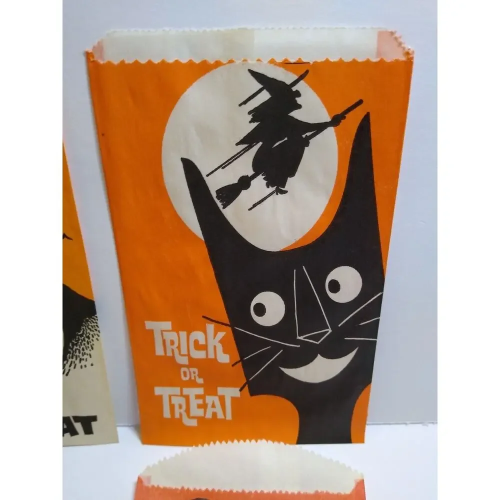 Halloween Witch Ghost Black Cats Candy Trick Or Treat Goodie Loot Bags Lot Of 4
